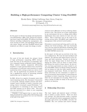 Building a High-performance Computing Cluster Using FreeBSD