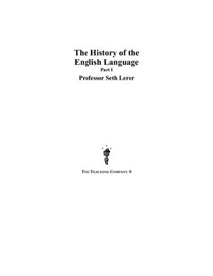 Lectures The History of the English Language