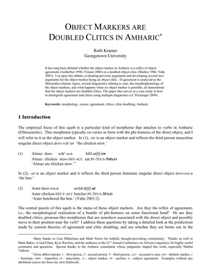 Object markers are doubled clitics in Amharic