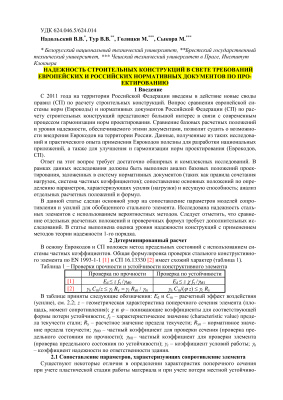 Надежность строительных конструкций в свете требований европейских и российских нормативных документов по проектированию