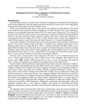 Endangered Central Ngwi languages of Northwestern Yunnan