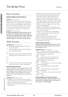 The Bride Price (Activities)