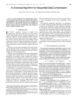 A Universal Algorithms for Sequential Data Compression