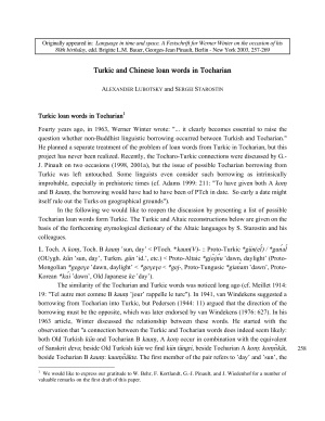 Turkic and Chinese loan words in Tocharian