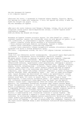 Абу Иса Мухаммад Ат-Термези и его собрание хадисов