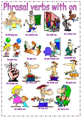 Плакат - Phrasal verbs with on