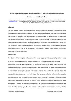 Assessing an anthropogenic impact on Etobicoke Creek: the separated flow approach