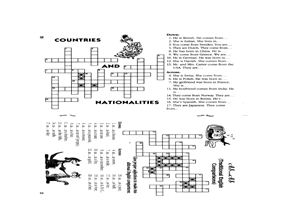Кроссворд - Countries and nationalities