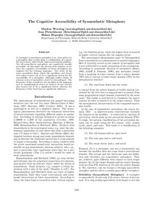 The Cognitive Accessibility of Synaesthetic Metaphors
