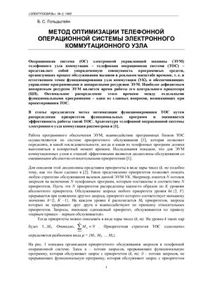 Метод оптимизации телефонной операционной системы электронного коммутационного узла
