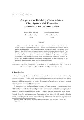 Comparison of Reliability Characteristics of Two Systems with Preventive Maintenance and Different Modes