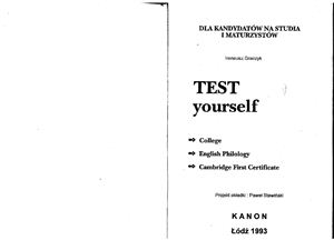 Test Yourself - College, English Philology, FCE (with Keys)