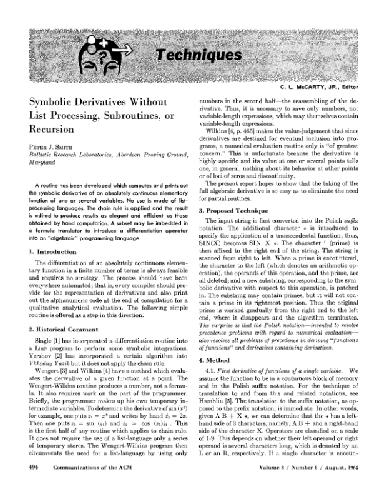 Symbolic derivatives without recursion