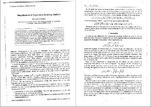 Simplification of radicals (JSC 1985)(dirtier)