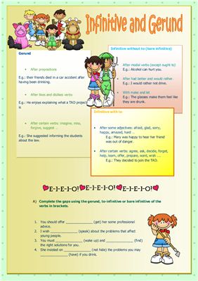Gerund and Infinitive - worksheets