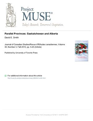 Parallel Provinces: Saskatchewan and Alberta