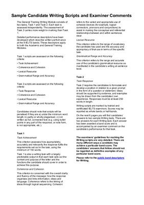 Официальные комментарии экзаменаторов по оценке General Training Writing