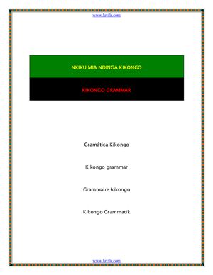 Nkiku mia Ndinga Kikongo. Kikongo grammar