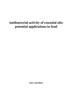 Antibacterial activity of essential oils: potential applications in food