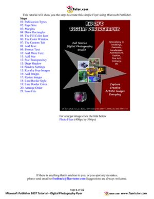 Digital Photography Flyer (using Microsoft Publisher)