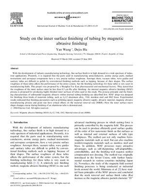 Study on the inner surface finishing of tubing by magnetic abrasive finishing