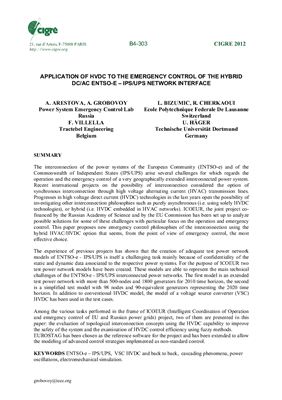 Application of HVDC to the Emergency Control of the Hybrid DC/AC ENTSO-E - IPS/UPS Network Interface