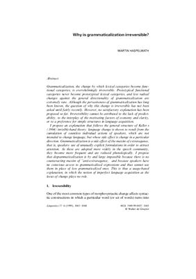 Why is grammaticalization irreversible?