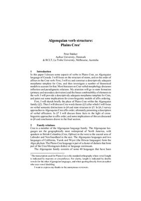 Algonquian verb structure: Plains Cree