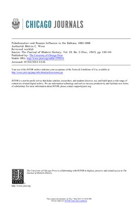 Pobedonostsev and Russian Influence in the Balkans, 1881-1888