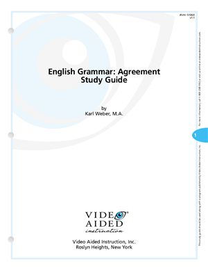 English Grammar Study Guide (DVD 06: Agreement)