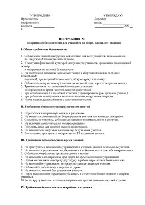 Инструкция по правилам безопасности для учащихся на спортплощадке, стадионе