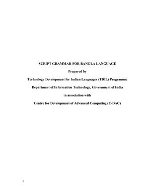 TDIL. Scripting grammar for Bangla language