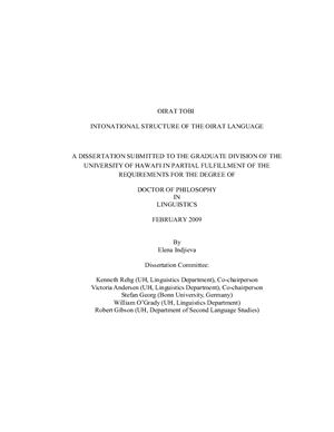 Oirat ToBI: intonational structure of the Oirat language