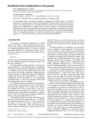 Equilibrium fluid configurations in low gravity