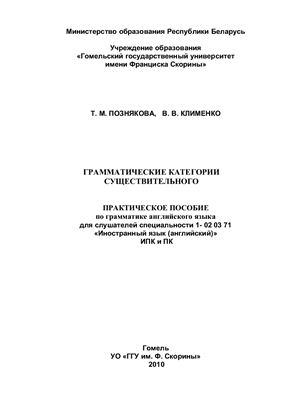 Грамматические категории существительного
