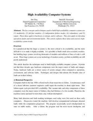 High Availability Computer Systems