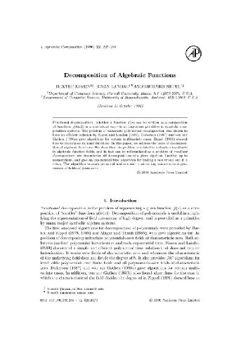 Decomposition of algebraic functions