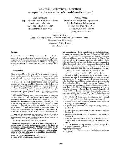 Chains of recurrences for evaluation of functions at regular grids