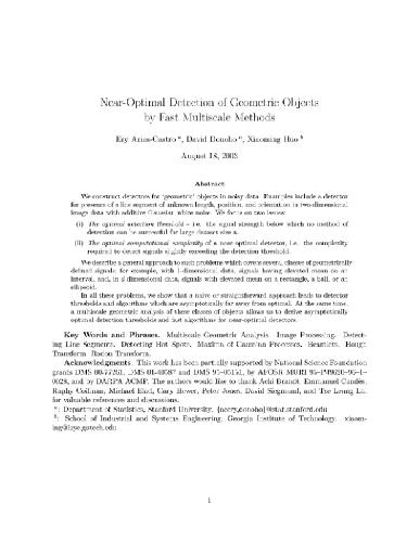 Near-optimal detection of geometric objects by fast multiscale methods