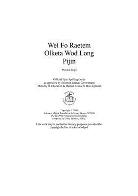 Wei Fo Raetem Olketa Wod Long Pijin