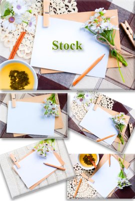 Фоны с пустыми карточками для текста / Blank Cards, Flowers