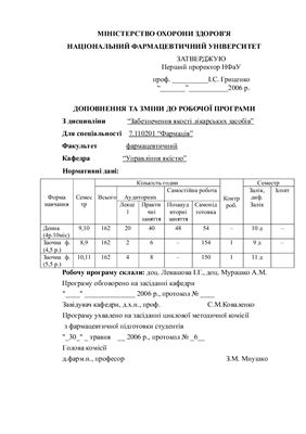 Забезпечення якості лікарських засобів