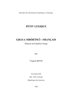 Petit lexique gbaya mbódɔ̀mɔ̀-français, dialecte de Gandima Tongo
