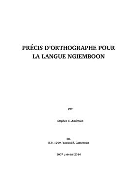 Précis d'orthographe pour la langue ngiemboon
