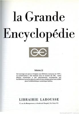Larousse. La Grande encyclopédie. Tom 13