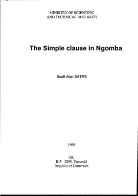 Scott. The Simple Clause in Ngomba