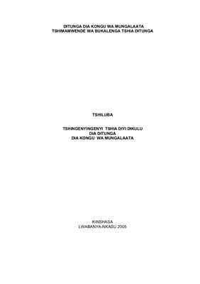 Ditunga Dia Kongu Wa Mungalaata, Tshimamwende Wa Bukalenga Tshia Ditunga: Tshiluba