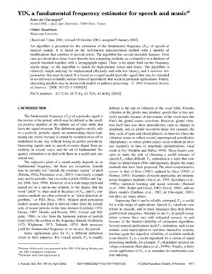 Yin, a fundamental frequency estimator for speech and music