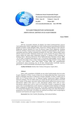 Derivational suffixes in Ili Salır Turkic
