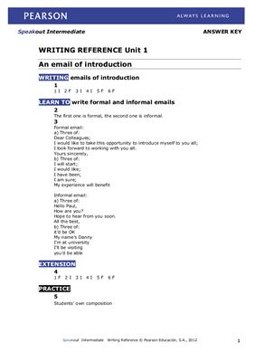 SpeakOut Intermediate Writing reference
